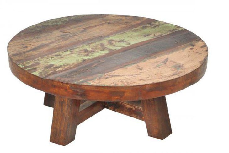 Round rustic coffee table made with pallets