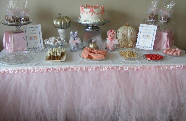 Royal dessert table idea for baby shower princess themed