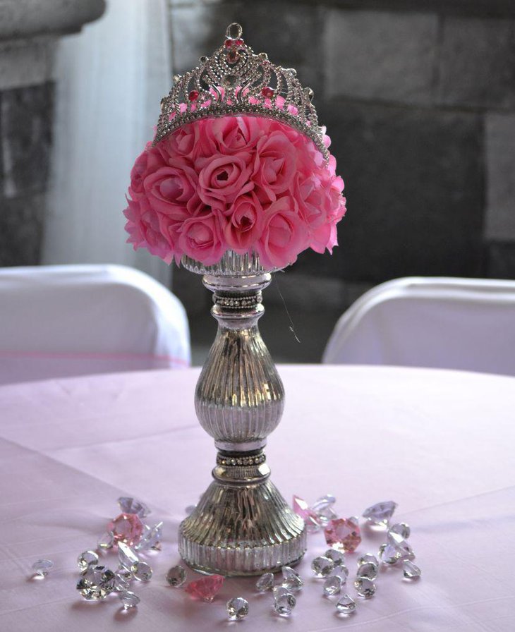 Royal floral arrangement for princess theme baby shower