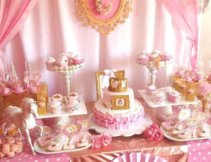 Royal Princess Themed Birthday Dessert Table Decor