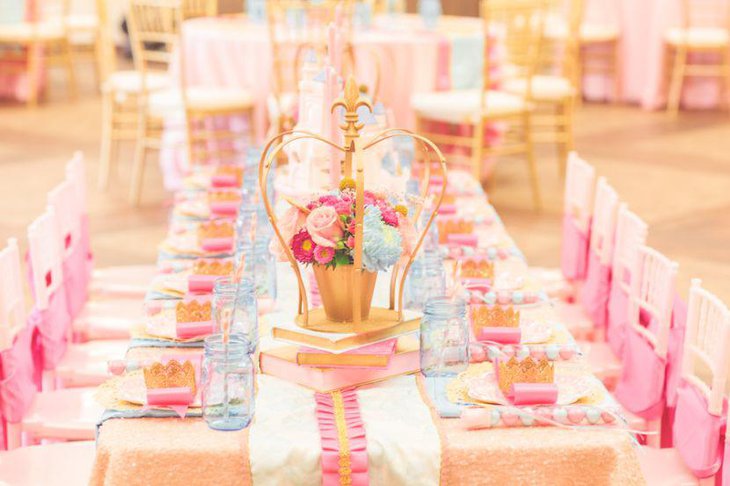 Royal table setting for princess baby shower
