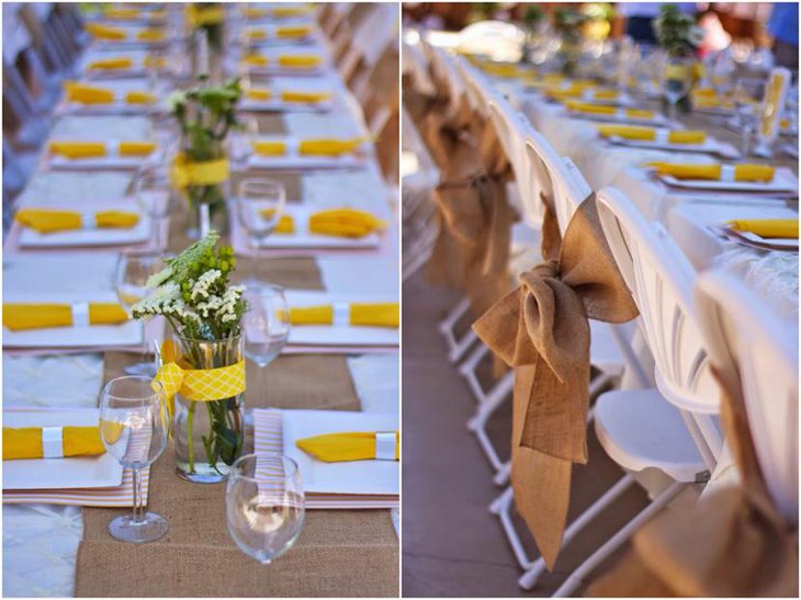 Rustic Burlap Table Runner for Bridal Shower