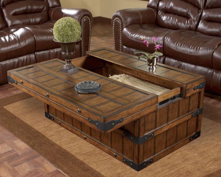 Rustic coffee table with hidden storage