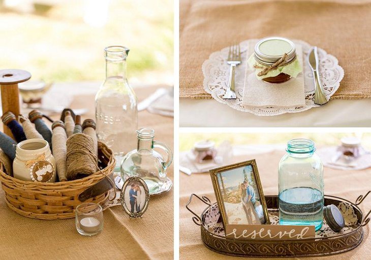 Rustic DIY Wooden Spools As Wedding Table Centerpiece