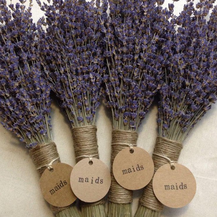 Rustic Lavender Themed Wedding With Lavender Sprigs Tied With Twine
