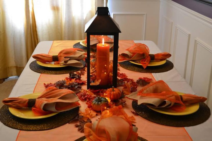 Rustic Thanksgiving Table Decorations With Candels