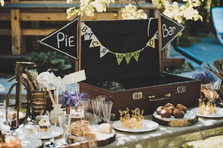 Rustic Wedding Pie Bar Dessert Table