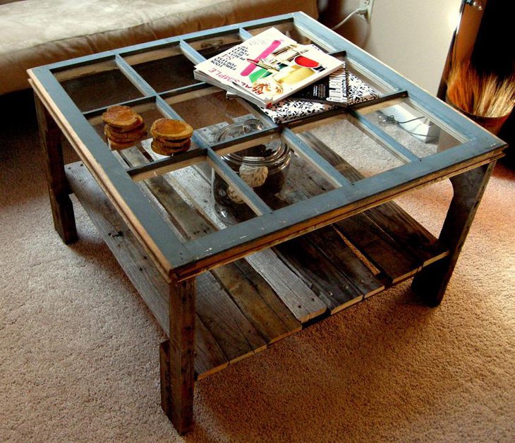 Rustic Window Pane Coffee Table