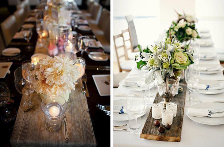 Rustic Wood Table Runner For A Rustic Themed Wedding