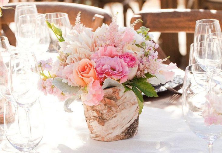 Rustic wooden vase centerpiece looks stunning