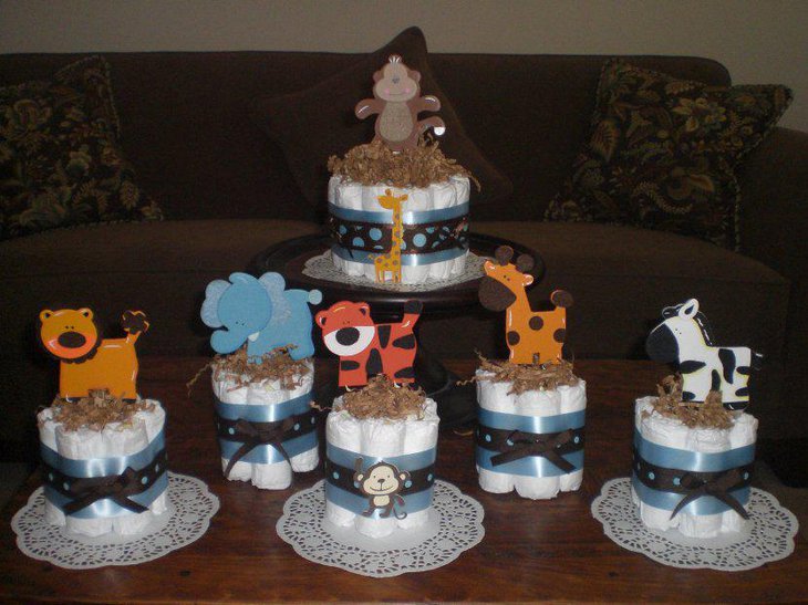 Safari Jungle and Monkey Diaper Cakes