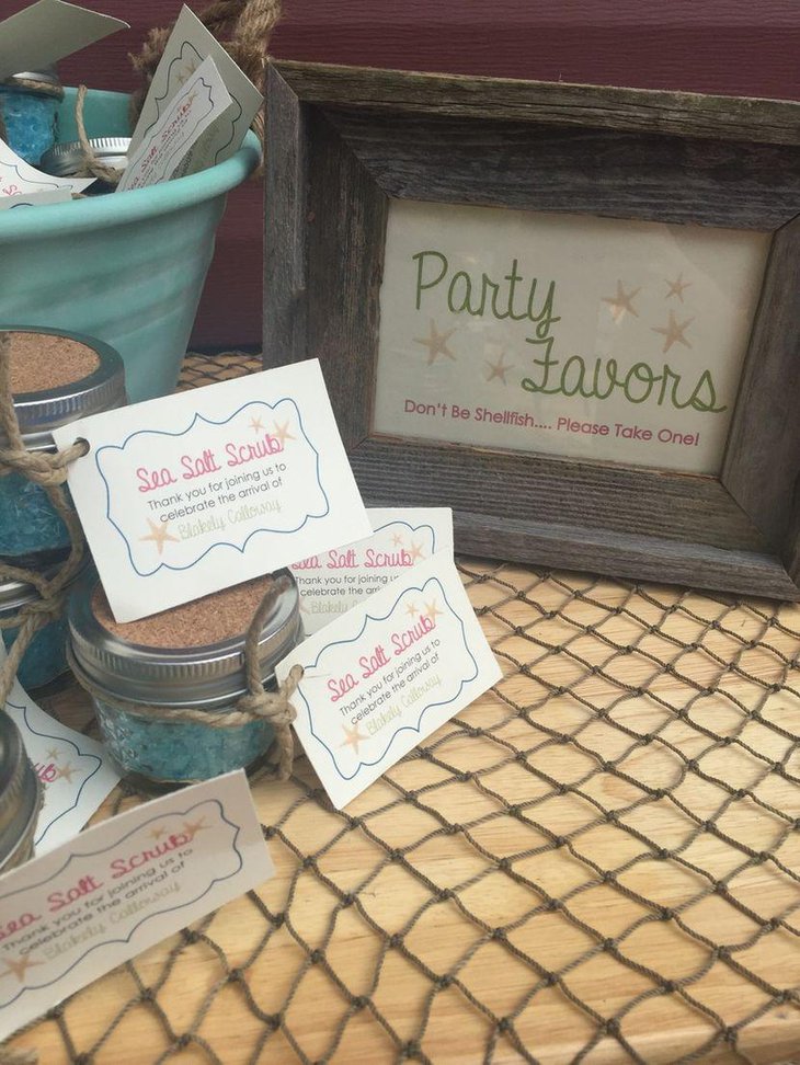 Salt scrub mermaid baby shower favors