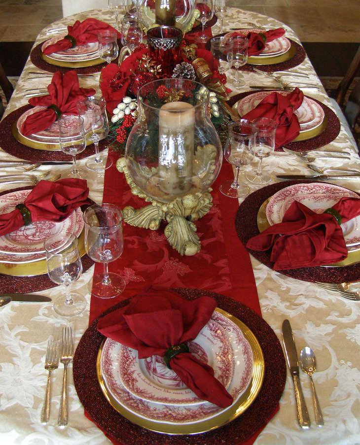 Sensational red Thanksgiving table runner