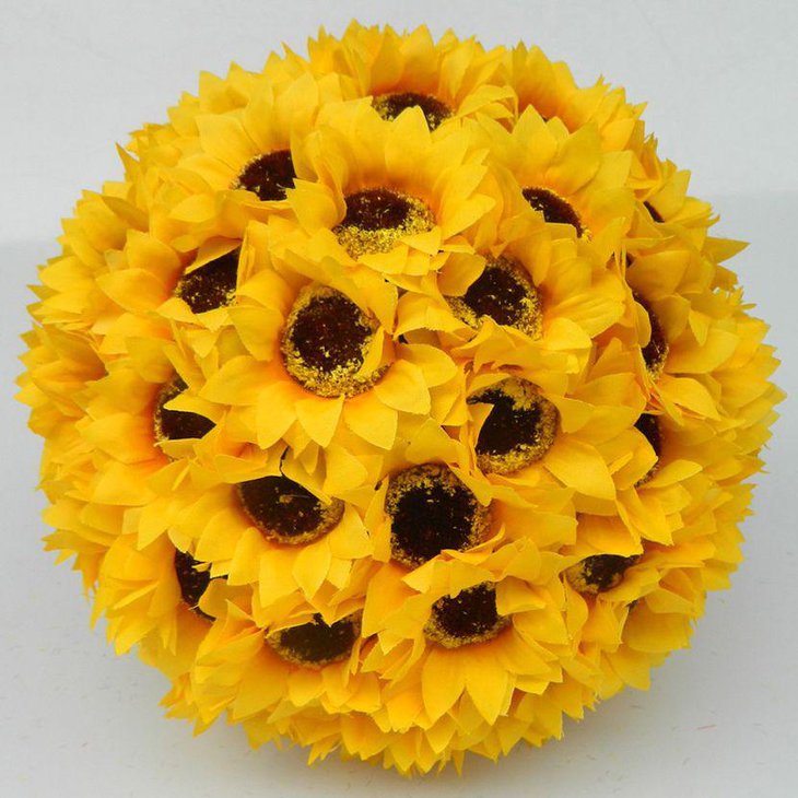Silk sunflower ball centerpiece for summer wedding tables