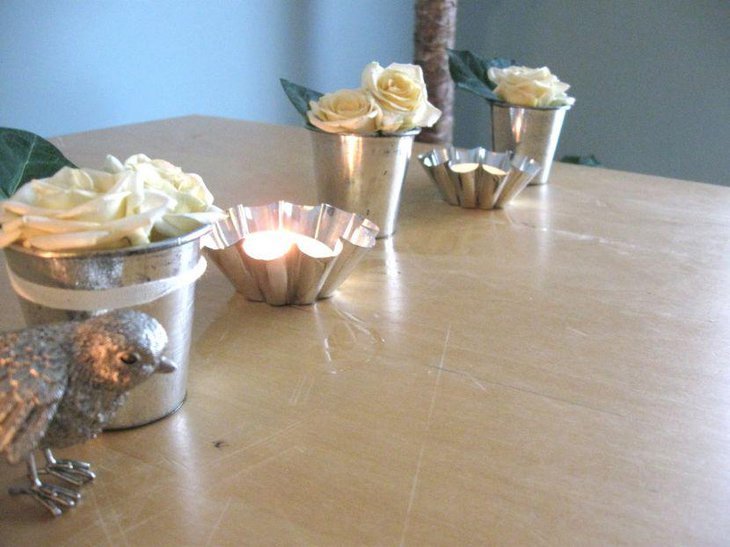 Silver DIY accessories decor on dining table