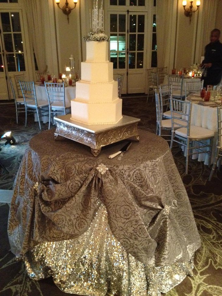 Silver Sequin Table Linen for Weddings