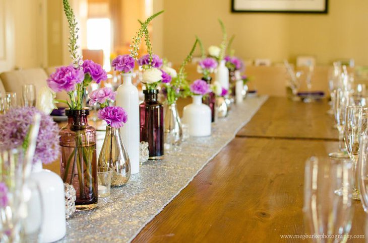 Silver Sequin Table Runner for Bridal Shower