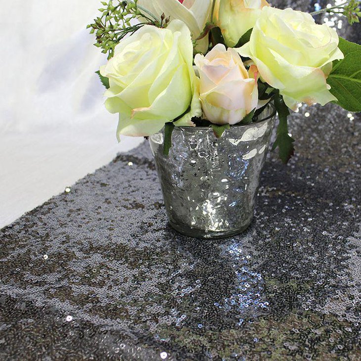 Silver Sequin Wedding Table Runner