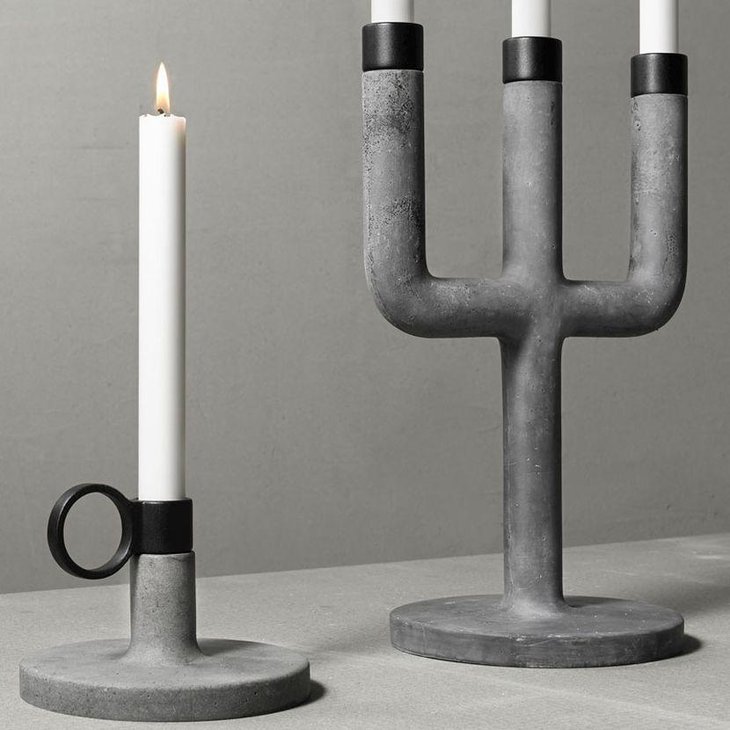 Small concrete candelabra centerpiece