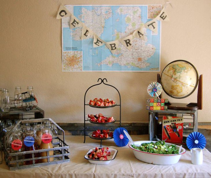 Smart aeroplane themed boy baby shower decor