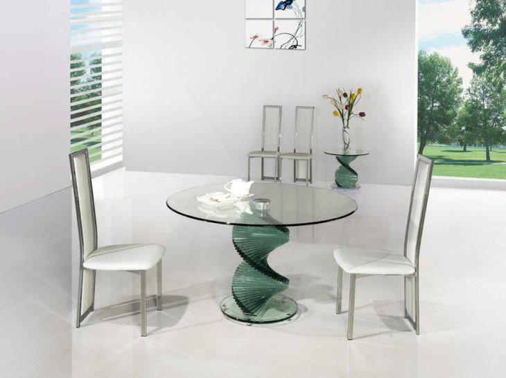 Smart twirl clear glass dining table