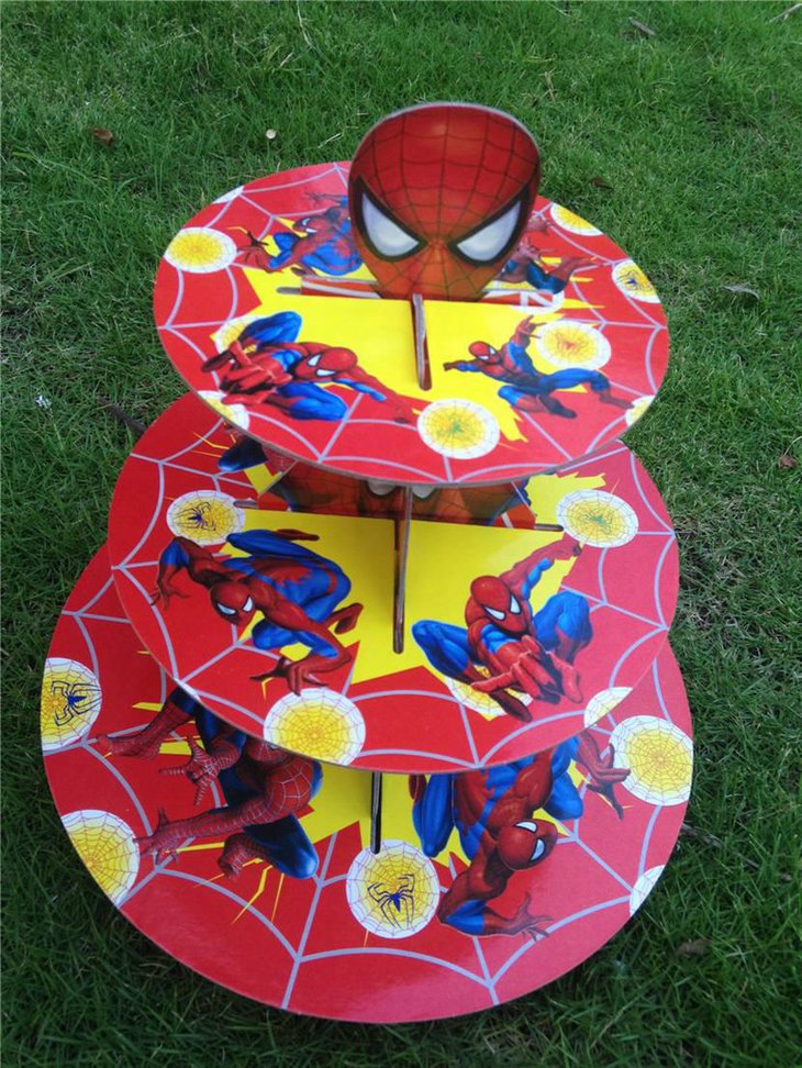 Spiderman Cupcake Stand Centerpiece