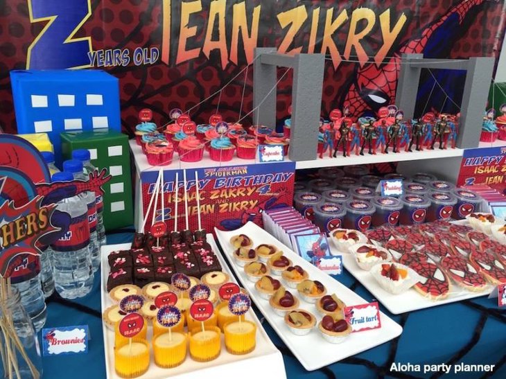 Spiderman Themed Birthday Party Dessert Table