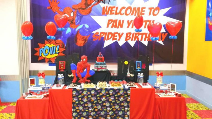Spiderman Themed Dessert Table