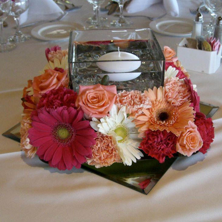 Splendid candle setting among flowers for St Patricks Day