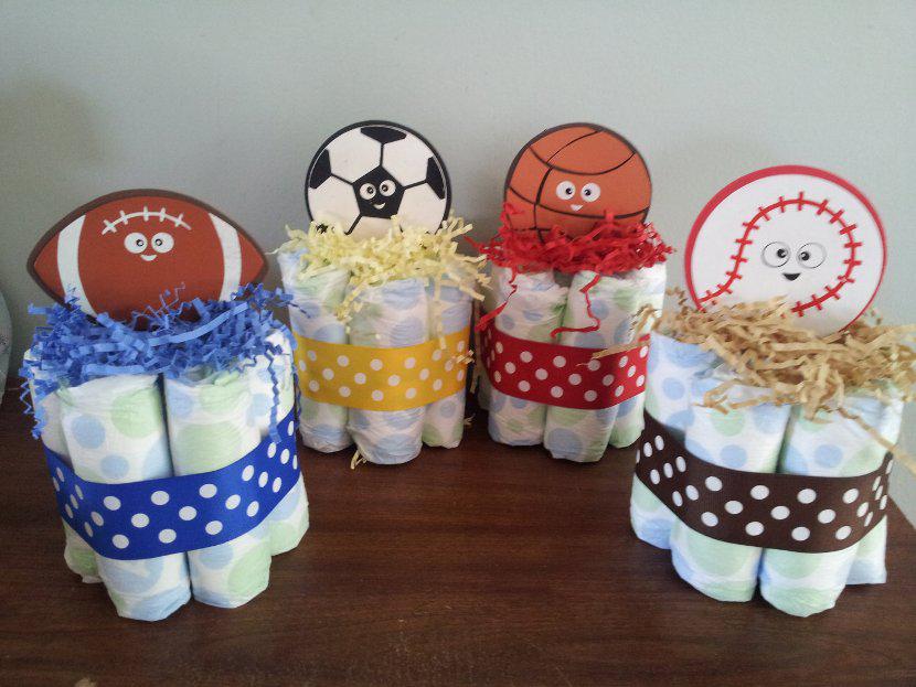 sports theme baby shower centerpieces