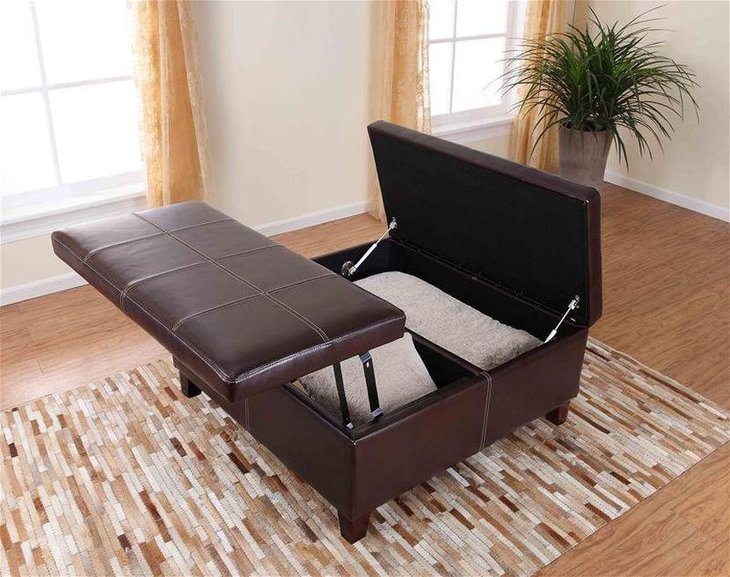 Storage ottoman lift top coffee table