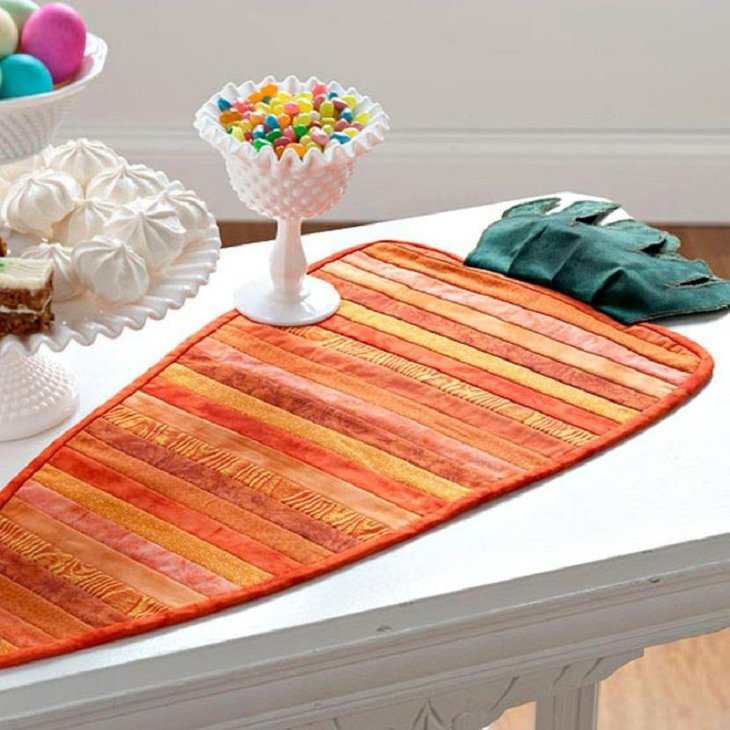 Strips Carrot Easter Table Runner