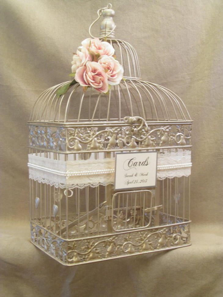 Stunning birdcage cardholder for weddings