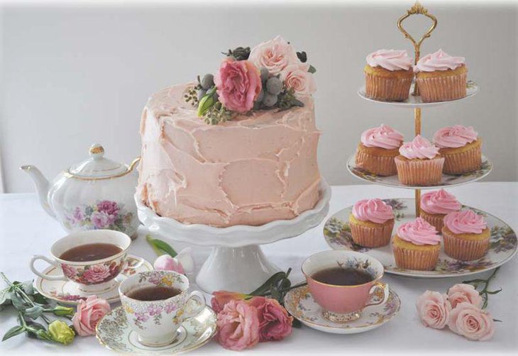 Stunning dessert table decor for vintage themed tea party
