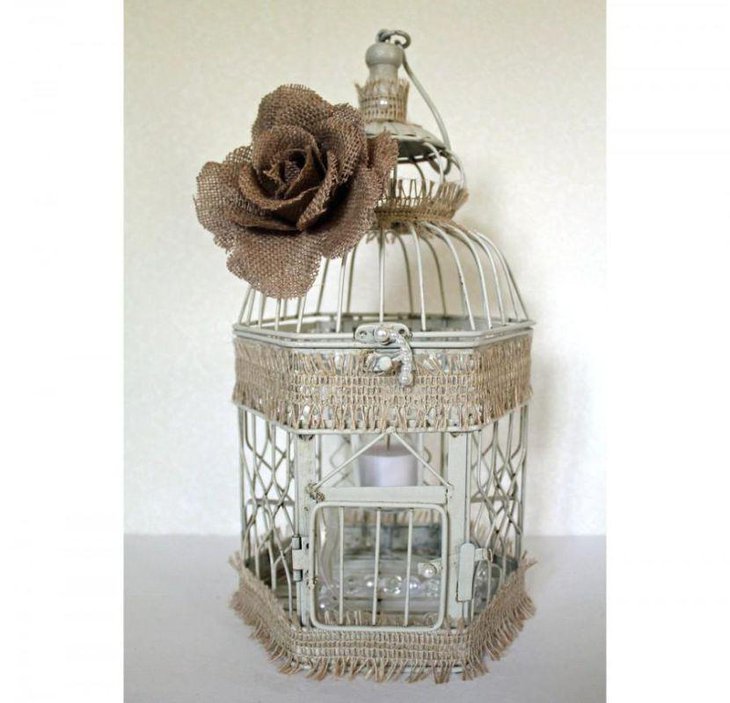 Stunning DIY birdcage centerpiece with burlap decor 1