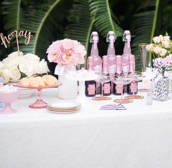 Stunning floral decor seen on this bridal dessert table