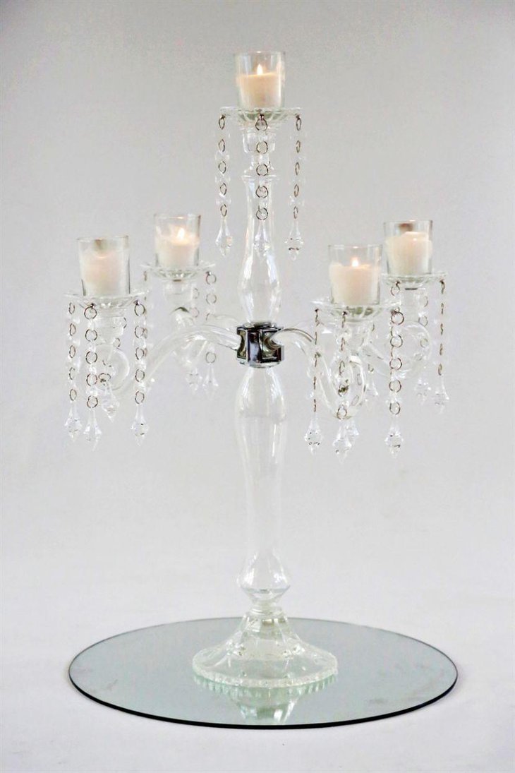 Stunning ghost candelabra centerpiece for wedding table
