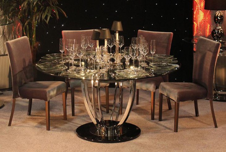 Stunning Glass Round Dining Table Set
