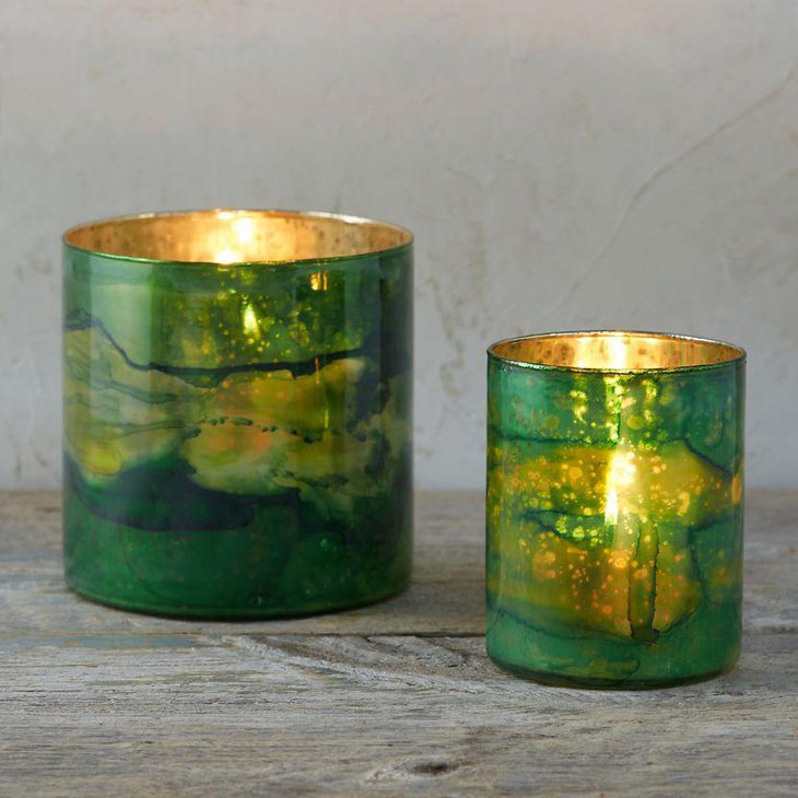 Stunning green candle holders for amazing St Patricks Day decoration