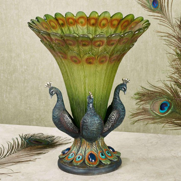 Stunning peacock vase centerpiece
