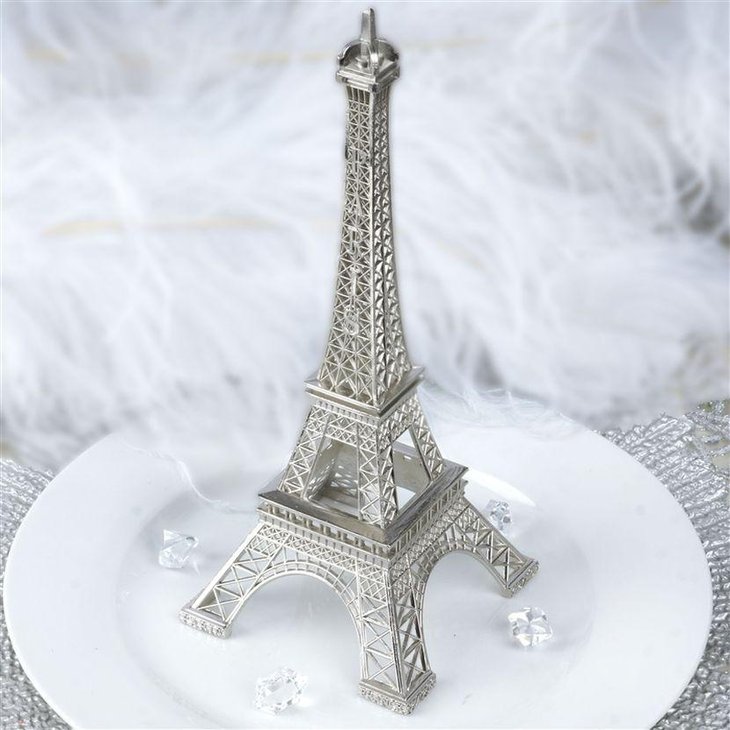 Stunning silver Eiffel Tower centerpiece