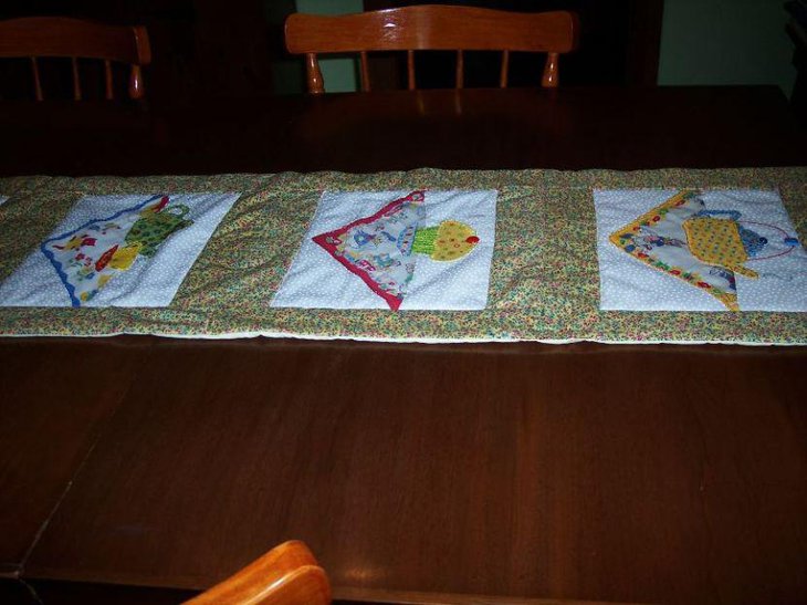 Stunning vintage hanky table runner