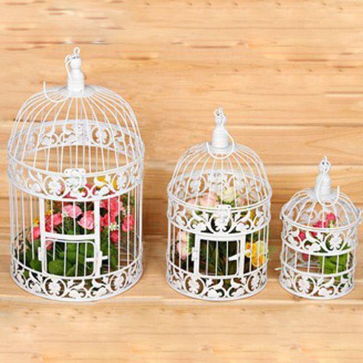 Stunning white birdcage centerpieces