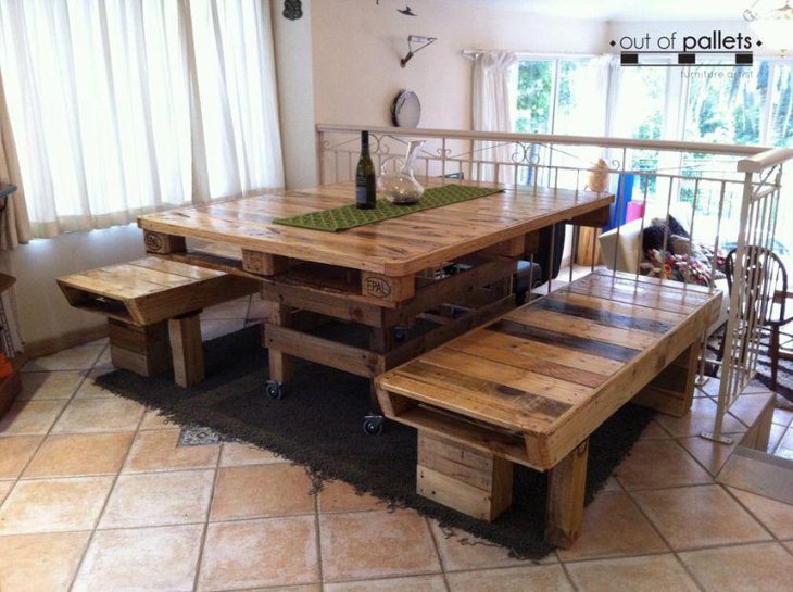 Stylish and easy to make DIY pallet dining table and benches