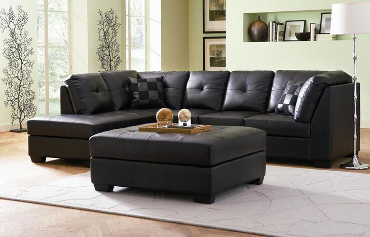 Stylish Black Color Ottoman and Coffee Table