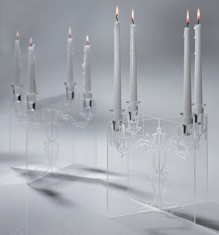 Stylish ghost candelabra wedding table centerpiece