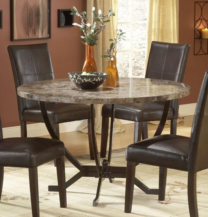 Stylish Granite Round Dining Table Set