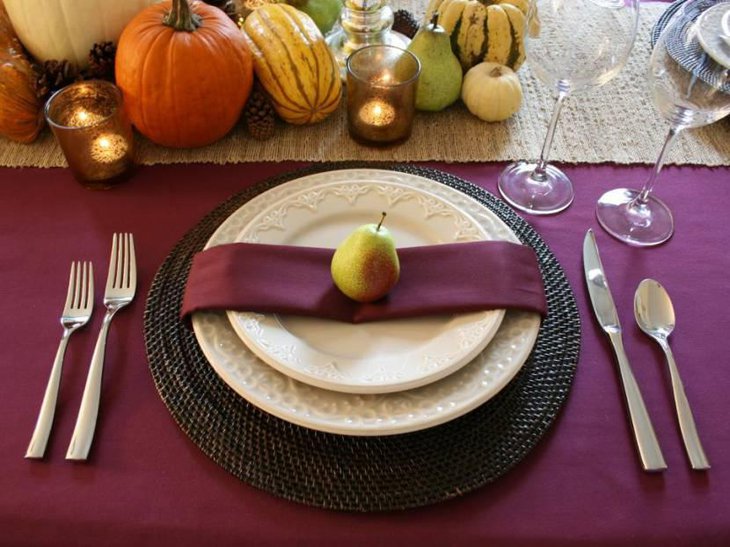 Stylish Purple Thanksgiving Table Setting