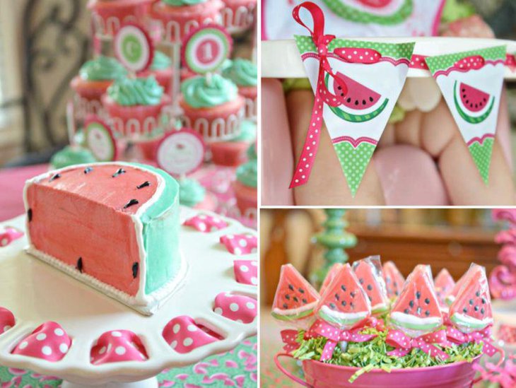 Summer watermelon themed 1st birthday table decor