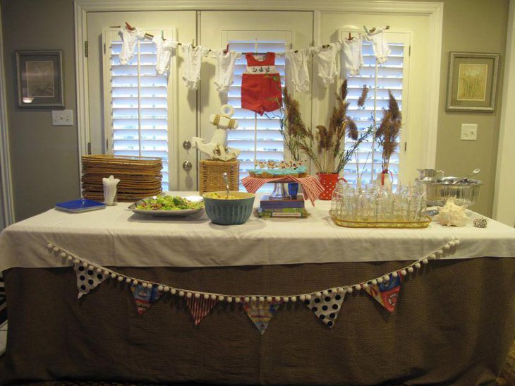 Sweet nautical themed boy baby shower decor idea